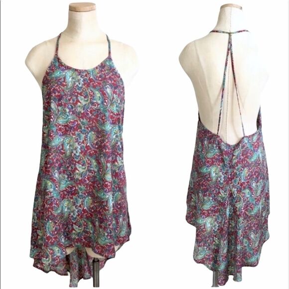 2/$30 ASTR The Label High Low Paisley Floral Sheer Tunic Tank Top - Picture 1 of 6
